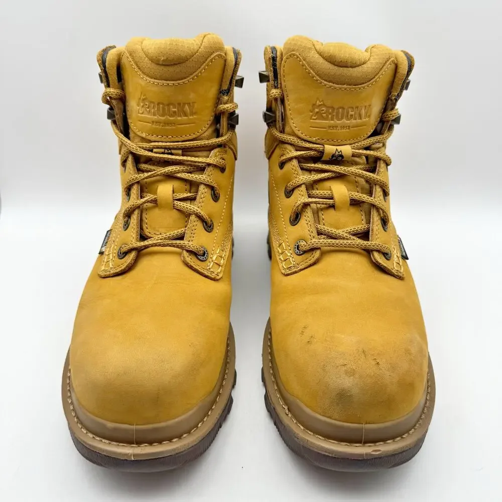 Rocky Mens Rams Horn Composite Toe Work Boot Size 10 Wide Brown Waterproof EUC